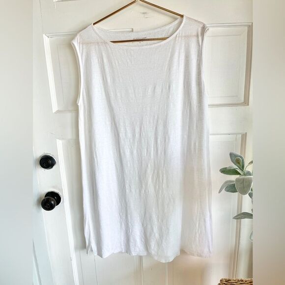 New Eileen Fisher white organic linen sleeveless scoopneck tunic - Picture 1 of 4